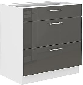 Kuechen-preisbombe Unterschrank 80 Lara Grau Hochglanz Küchenzeile Küchenblock Küche Soft-Close