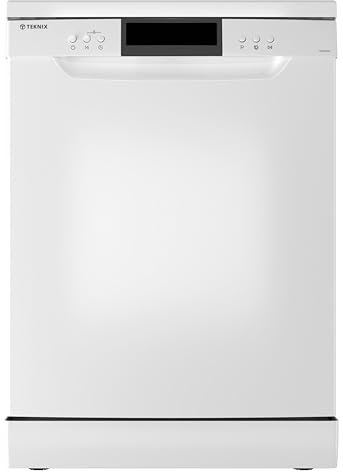 Teknix TFD616W Freestanding Dishwasher - 14 Place Settings - Top Cutlery Tray - 30 Minute Rapid Clean - Extra Dry Function - White, H84.5 x W60.0 x D61.0 (cm)