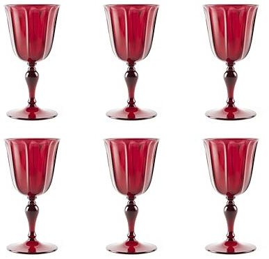 Excelsa Country Set mit 6 roten Gläsern, Kunststoff, wiederverwendbar, Fassungsvermögen 250 ml.