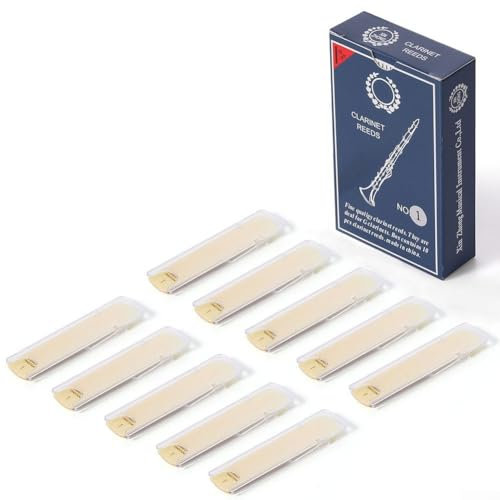 Hasaller Bb-Klarinettenblätter mit Kunststoff-Box, Bb-Klarinette Traditionelle Bambusblätter, Bb 1,0-3,5 Klarinettenblätter für Klarinetten-Mundstück-Teile(1,0)