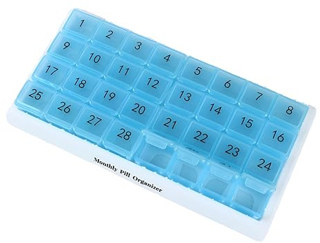 Lancoon Pillendose Tablettenbox Pillen-Organisator Lagerung Staubdicht 31 Tag Einen Monat Abnehmbare Carry On Split Pille Boxen Fall, Tragbar, Große Fächer für Vitamine Medikamente Ergänzungen