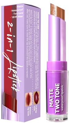 2-in-1 Two Tone Lipstick, Schimmernde, Matte Lippenfarbe, Pflegt Und Spendet Langanhaltende Feuchtigkeit (2)