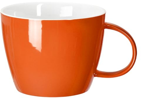 fMSDD 2XL-Sized Minimalist Solid Mug, for Caffeine Lovers for Every Coffee Geek, and Dinner Soup Vessle with Handle at Table, Machine Washable Ceramic Big Cup with Vibrant Colour, Orange, MBB-FMG21