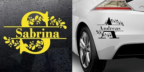 Rakelfix Dein Name als Monogramm Aufkleber DRUCKEN|Wunschtext Namen Namensaufkleber Autoaufkleber Haustür Buchstabe Monogram