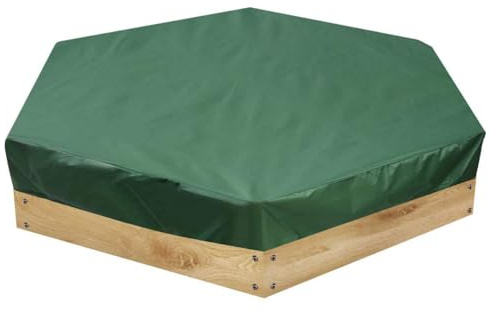 NCONCO Sechseckige Sandkastenabdeckung, Sechseckige Sandkastenplane Sandkastenabdeckung Abdeckplane Sandkasten für Spielzeug Garten Grün Outdoor (140 x 110 cm)
