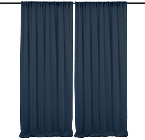 FANSU Chiffon Vorhang Hintergrund, Hintergrund Vorhang Hochzeit 1 Paneele Tüll Vorhang Querbehang Freihanddeko Deko Vorhang Hochzeit Querbehang Deko Gardinen (Marineblau,0.7x2.15m/2.3x7ft)