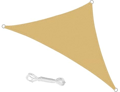 Sonnensegel dreieckig 3.60x3.60x3.60 m aus HDPE Gewebe wasserdurchlässig luftdurchlässig Sonnenschutz 95% UV Schutz für Terrasse Rasen Schwimmbad Hof Park Grillplatz(Sand,3.60mx3.60mx3.60m)