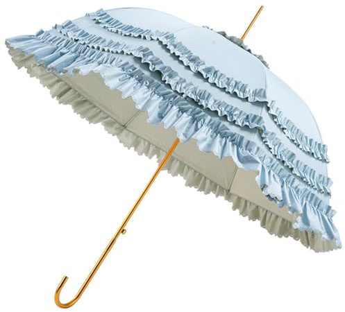 ZESLIV Damen Sonnenschirm Brautschirm Hochzeitsschirm Vintage Lolita Spitze Regenschirm für Hochzeit Foto Requisiten, Blau