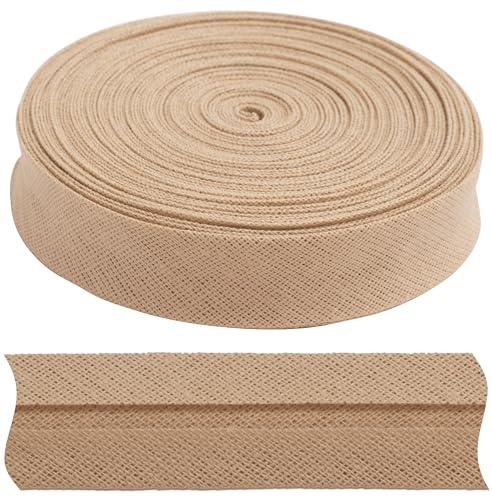 AERZETIX - C77329 - Band Streifen Schrägband 9 Meter x 17 mm - aus Baumwolle - Farbe beige - Paspelierung passepartouts borten für Kleidung Kissen bettdecken schrägband