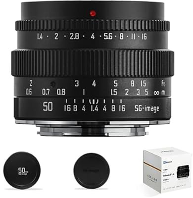 SGimage 50 mm F1.4-objektiv APS-C MF fast brännvidd med stor bländare för kameror med M43-fäste | Perfekt för porträttfotografering, lätt vikt på 249 g