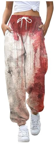Halloween Blut Kostüm Damen Problem Gelöst Joggers Blutiges Sports Hosen Schaurig Kostüm Angst Blutspritzer Sweatpants Cosplay Kleidung Horror Jogginghose Halloween Kostüm Damen Gruselig