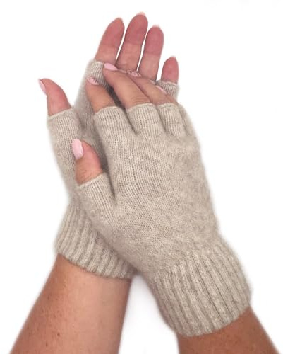Native World Damen Possum Fingerlose Handschuhe aus Merinowolle für Damen und Herren, weich, extrem warm, natur, S