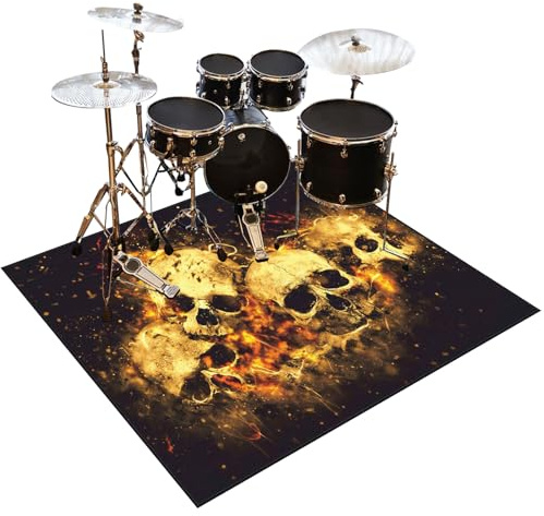 Schlagzeugteppich Rutschfest Schalldicht Drum Teppich Matte Innen und Außen, Elektronisches Jazz Schlagzeug Kit für Bass Snare Drum, 120 x 100 cm Schallschutz Akustik Teppich Schallschutzteppich