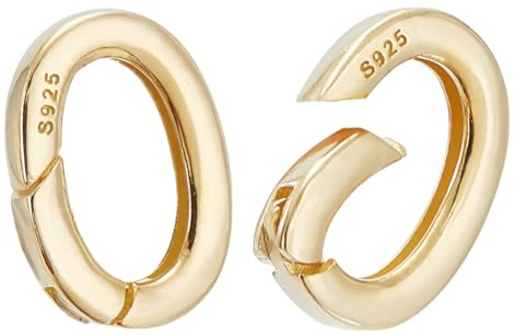 PH PandaHall Anillo de oro 18K sobre plata 925 con resorte, cierres acortadores y extensores ovalados para collares, pulseras, llaveros, joyería, 13x10 mm