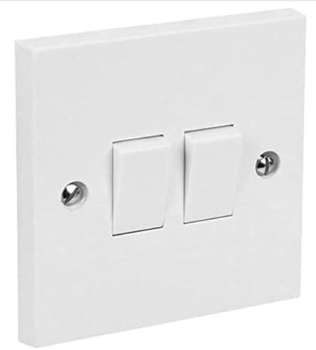 2 Gang 2 Way Electric Wall Light Switch White Rocker Standard Square 10 Amp. (2 Gang - 2 Way - 10A)