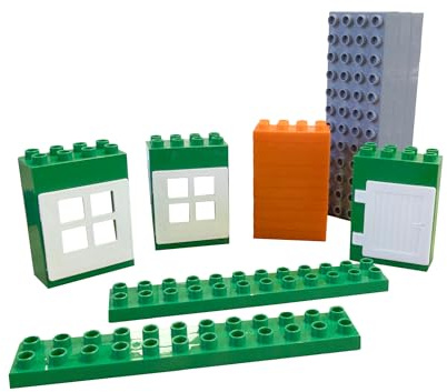 Bausteine und Fahrzeuge, Haus mit Baustellen-Fahrzeugen, Große Klemmbausteine für kleine Kinderhände, Bunte Bauklötze aus Plastik, Spielzeug für Kinder