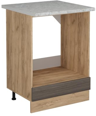 Vicco Herdumbauschrank R-Line, Edelgrau, 60 cm AP Marmor, zur freien Kombination innerhalb modularer Küchensysteme
