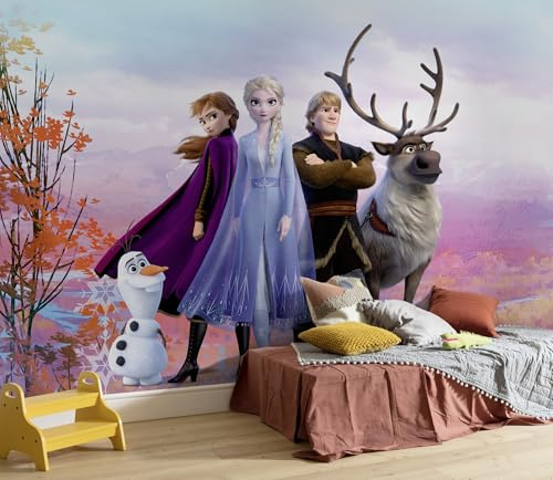 Komar Fleece fototapet – Frozen Iconic – storlek 336 x 240 cm – Disney, barnrum, Anna, Elsa, tapet – järnvägsbredd 50 cm