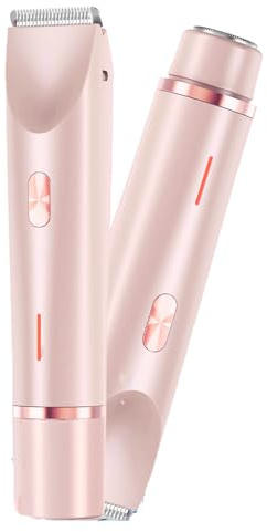 2-in-1 Electric Razor for Women, Afenau Dual Head Shaver Women,Comfort Womens Electric Shavers, IPX7 Waterproof Women's Electric Shavers for Bikini Leg Arm Underarm Face (Pink)