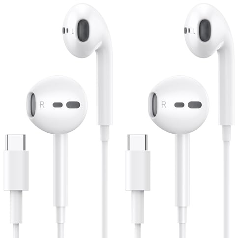 USB C Headphones for iPhone 15 16 Pro Max Earbuds with Microphone & Volume Control HiFi Stereo USB C Earphones for Galaxy S23/S22/S21/S20/Ultra Note 10/20, for iPad Pro Pixel 7/6/6a/5/4 One Plus 9 8
