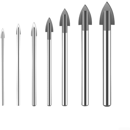 Set di 5 punte da trapano in metallo duro per utensili da taglio per piastrelle di ceramica, efficienti per forare piastrelle, pietra, legno e cemento (12 mm)