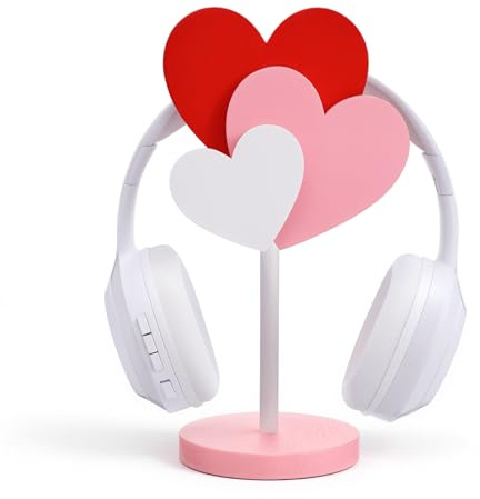 Yookeer Gamer Gifts for Women Decorative Monstera Headphone Stand Cute Palm Leaves Wood Headphone Decor for Gamer Room Office Desk Christmas Gaming Gifts for Girlfriend Office Worker (Heart)