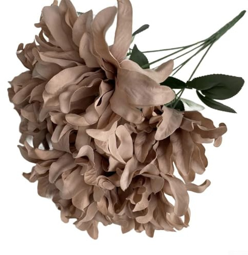 Shophubio Bouquet de dahlia artificiel violet et bleu de 45 cm pour décoration d'intérieur, 7 têtes de fleurs artificielles pour mariages, événements et projets créatifs de bricolage (marron)