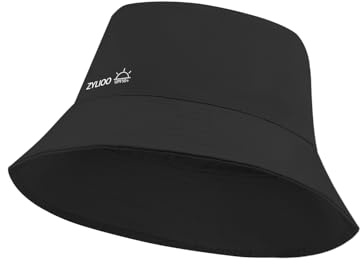 Zylioo fiskarhatt L/XL/XXL fiskarhatt herr för stort huvud hatt 62 cm sommarhatt reversibel UPF50+ solskydd solhatt, svart, XL-XXL
