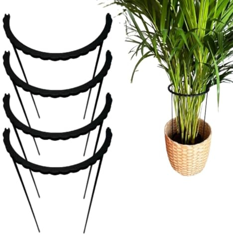 PLANTINITY Rankhilfe Aus Biokunststoff, 4er Set, 21x50 cm | Stützring Für Stauden Und Zimmergrün, Für Monstera Und Strelitzie, Farbe Schwarz, Biologisch Abbaubar, Hergestellt In EU