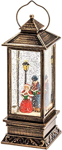 Konstsmide LED Schneelaterne Charles Dickens Style, mit 5h Timer, wassergefüllt, 1 warm weiße Diode, batteriebetrieben, Innen, 3 x AA 1.5V (exkl.) - 2864-000