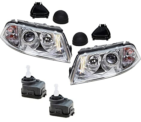 BESTPRICE 2x phares avant Phares principaux gauche + droite, 2x servomoteurs pour réglage de la portée des phares Compatible avec VW PASSAT B5.5 (3B3), PASSAT B5.5 Variant (3B6)