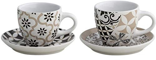 Brandani 53180 Alhambra Tazzina caffè, Set 2 pezzi, Stoneware, multicolore