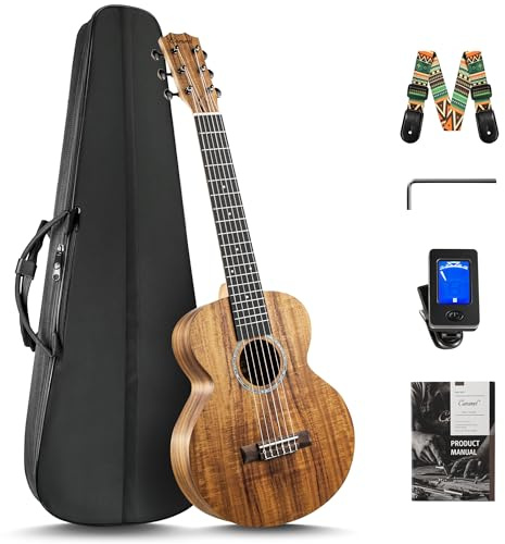Caramel - 30 6 String Acacia KOA Guitalele CB207G Beginner Travel Guitar Gigbag Kit