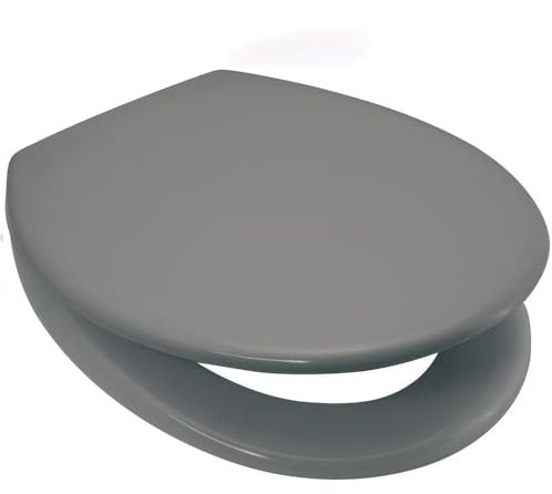 18 Grey Wooden Toilet Seat - Bathroom with Fittings Easy Clean, 18 Inch Heavy Duty Zinc Alloy Chrome Hinges Premium MDF | Easy Clean & Wipe Smooth Surface