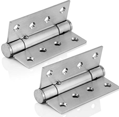 MidGard Bisagra para puerta de 4 pulgadas con rodamiento de bolas, cierre automático, bisagra de acero inoxidable, 2 unidades, incluye tornillos