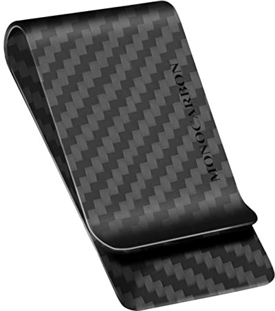 MONOCARBON Carbon-Fiber-Money-Clip-for-Men, Minimalist-Money-Holder for Cash, High Elastic Carbon-Fiber-Wallet, Slim and Durable (Twill Matte Black)