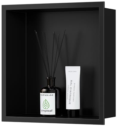 Neodrain Wandnische Dusche 30 x 30cm 304 Edelstahl Duschnische Schwarz Einbaunische Lagerung für Badezimmer