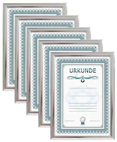 IDEAL TREND 2er 3er 5er 10er Pack Dokument Bilderrahmen 21x29,7 DIN A4 Urkunde Foto Rahmen: Farbe: 5er Pack Silber