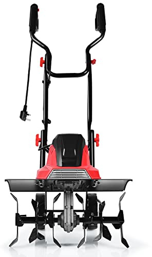 RELAX4LIFE 1500 W Elektro-Bodenhacke/Gartenfräse/Bodenfräse mit 6 Hackmessern, 22 cm Arbeitstiefe, 45 cm Arbeitsbreite, Radposition Klappbar&Einstellbar, Starke Motivation, Rot + Schwarz