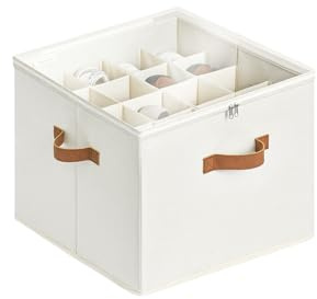 StorageWorks Organiseur à chaussures pour placard pouvant contenir jusqu'à 16 paires de chaussures, en tissu, avec séparateurs réglables et housse transparente, beige