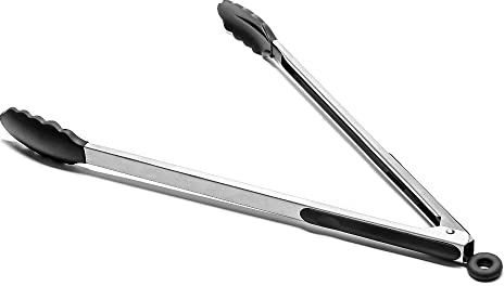 Forgast Pinze da Cucina Professionali, Lunghezza 40 cm, Pinze Universali per Ghiaccio Barbecue Griglia Carne Bistecca, Manico in Acciaio Inox, Pinze in Silicone, Pinze da Grigliare
