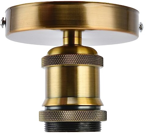 Vintage E26 E27 Lamp Socket, Ceiling Lamp Holder Vintage E26 E27 Lamp Socket Ceiling Lamp Holder with Accessories for Kitchen Bedroom Living Room 100‑240V (golden patina)