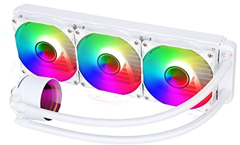 CiT Pro Glacier 360mm AIO CPU Liquid Cooler – 360mm Radiator – 300W TPD - 3×120mm ARGB PWM Fans – Infinity ARGB Pump Cap – AM5, AM4 – LGA 115X, 17XX, 1366, 2011, 1200 Compatible | White