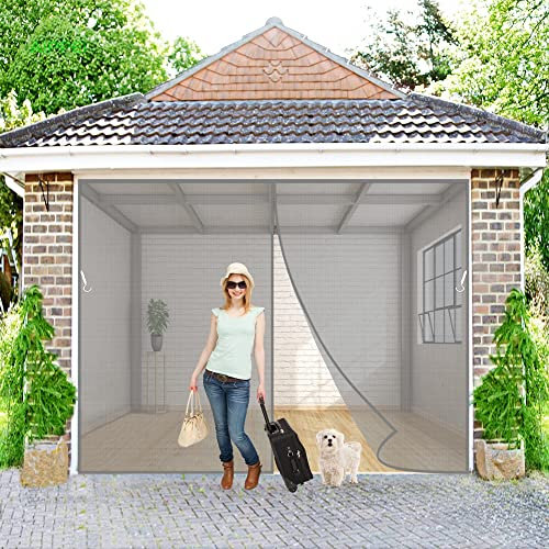 Magnet Moskitonetz Tür, 300x250 cm Seite Öffnungs Fliegengitter für Balkontür Wohnzimmer Terrassentür, Moskitonetz Tür, Automatische Einstellung, Grau P