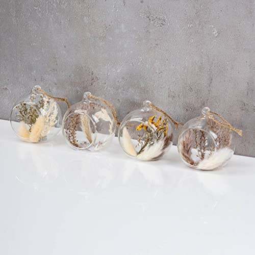 levandeo Deko Anhänger Glaskugel ø8cm Trockenblumen Natur Blume Kugeldeko Boho Kugel Wohndekoration Tischdeko