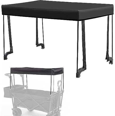 BBTISG Trolley Dach Schattenbefestigung, Zusammenklappbarer Wagen Schattenbefestigung Baldachin Trolley-Zubehör zusammenklappbare Wagen für Camping, Picknick, Angeln (Schwarz)