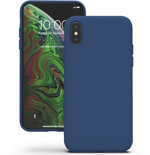 YATWIN Hülle für iPhone X/iPhone XS, Silikon Handyhülle mit Futter, 1mm Kamera und Displayschutz, Dünn & Leicht, Anti Kratzer Case, Blau