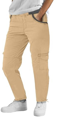 Duohropke Herren Cargo Hose Lange Freizeithose Baumwolle Einfarbig Outdoorhose Casual Trekkinghose mit Taschen für Männer