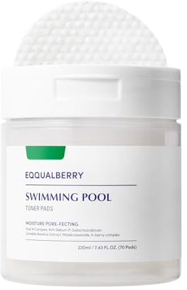 EQQUALBERRY Vegan Pool Toner Pads (70 Sheets/220Ml) | Immerse Yourself In Korean Skin Care Moisturizing & Gentle Exfoliating, Large Soft Pad for Sensitive Skin, Hi Acid