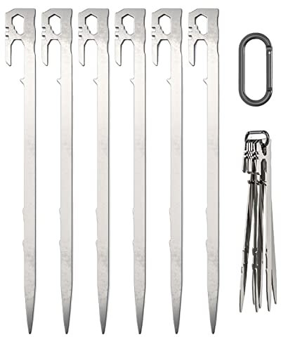 Aznever Zeltheringe, Heringe Camping, 6 Stück Erdspieße Aus Edelstahl, Gartenüberdachungsnägel Zur Befestigung Von Spikes Zur Unterstützung Von Campingzelten, Überdachungen, Planen, Markisen, 11.02in